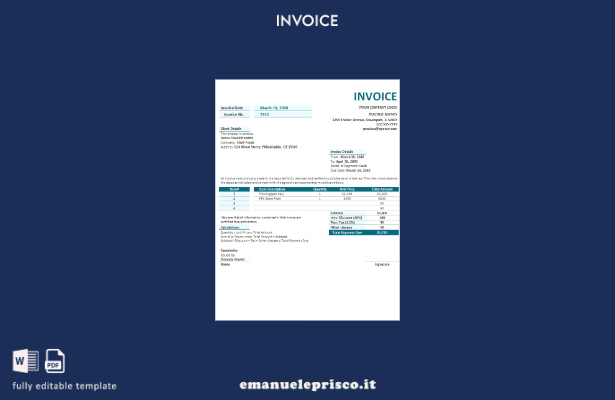 modello di fattura di agenzia gratuita in stile verificato